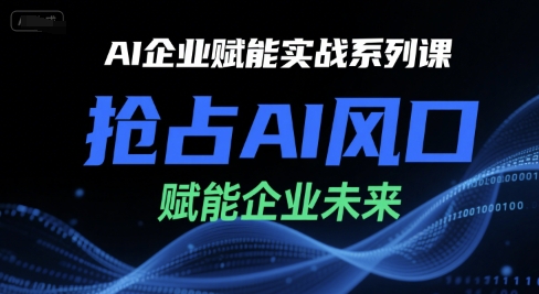 AI企业赋能实战系列课，抢占AI风口，赋能企业未来-玩备项目资源网