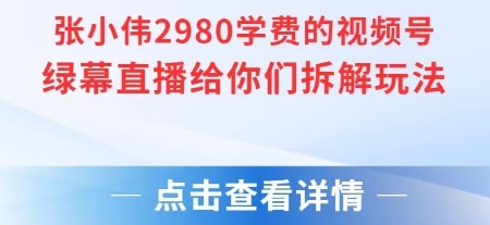 张小伟2980付费额视频号绿幕直播给你们拆解玩法-玩备项目资源网