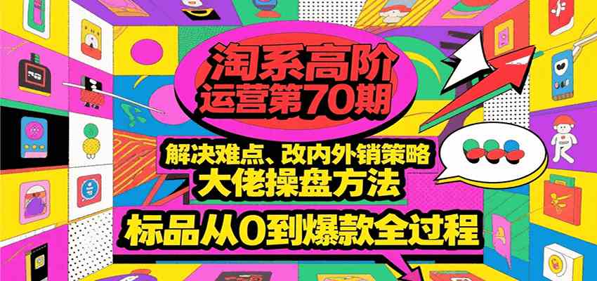 淘系高阶运营第70期，解决难点、改内外销策略，大佬操盘方法，标品从0到爆款全过程-玩备项目资源网