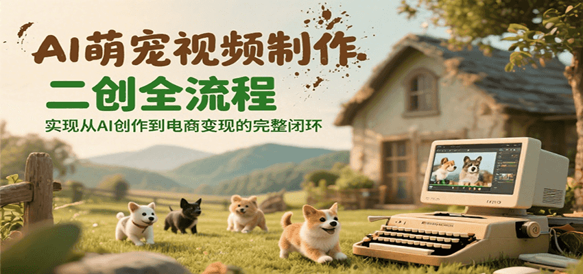 AI萌宠视频制作二创全流程，实现从AI创作到电商变现的完整闭环-玩备项目资源网