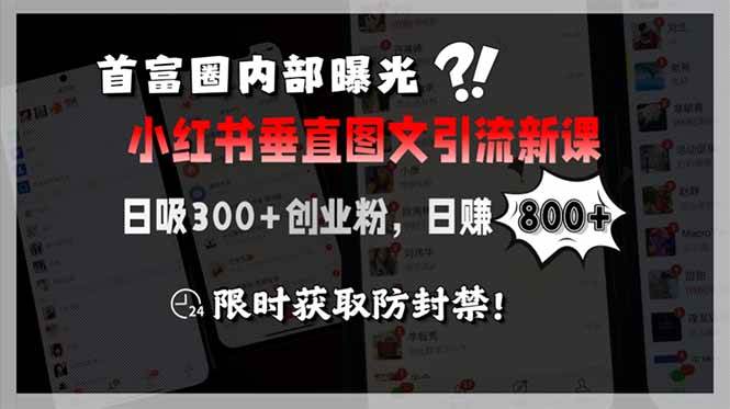 （15313期）首富圈内部曝光小红书垂直图文引流新课，日吸300+创业粉，日赚800+，限…-玩备项目资源网