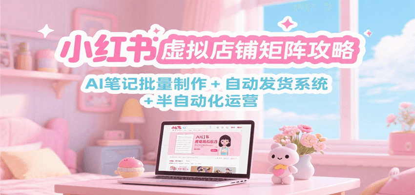 小红书虚拟店铺矩阵攻略：AI笔记批量制作 + 自动发货系统 + 半自动化运营-玩备项目资源网