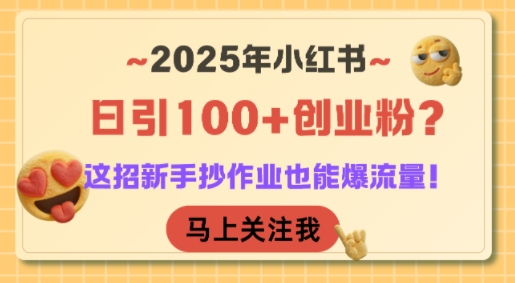 2025年小红书日引100+创业粉？这招新手抄作业也能爆流量！-玩备项目资源网