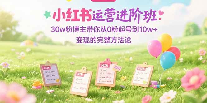 （15318期）小红书运营进阶班：30w粉博主带你从0粉起号到10w+变现的完整方法论-玩备项目资源网