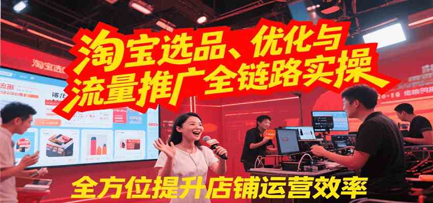 淘宝选品、优化与流量推广全链路实操，全面提升店铺运营效率-玩备项目资源网
