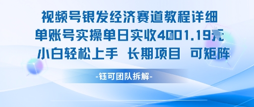 视频号银发经济赛道单账号实操单日实收1k+，小白轻松上手长期项目-玩备项目资源网