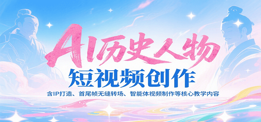 AI历史人物短视频创作，含IP打造、首尾帧无缝转场、智能体视频制作等核心教学内容-玩备项目资源网