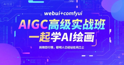 AIGC高级实战班，webui+comfyui，一起学AI绘画，别抱怨行情，聪明人已经站在风口上-玩备项目资源网