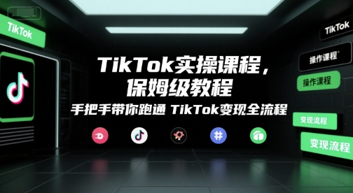 TikTok实操课程，保姆级教程，手把手带你跑通TikTok变现全流程-玩备项目资源网