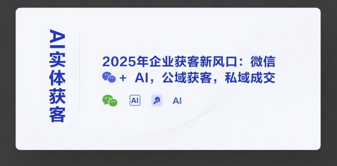 AI实体获客，2025年企业获客新风口：微信+ AI，公域获客，私域成交-玩备项目资源网