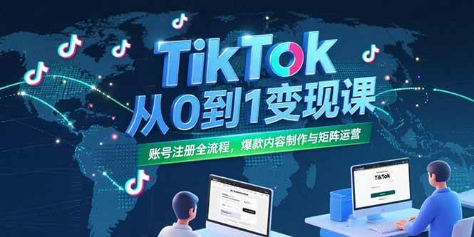 （15346期）TikTok从0到1变现课，账号注册全流程，爆款内容制作与矩阵运营-玩备项目资源网