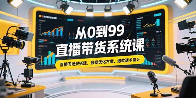 （15362期）从0到99直播带货系统课，直播间场景搭建，数据优化方案，爆款话术设计-玩备项目资源网