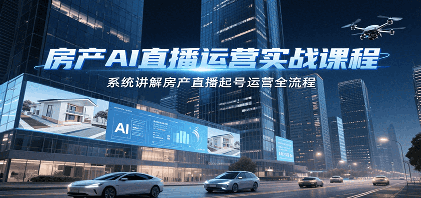 房产AI直播运营实战课程，系统讲解房产直播起号运营全流程-玩备项目资源网