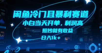 闲鱼冷门且暴利赛道，小白当天开单，利润高，照抄就有收益，日入1k+【揭秘】-玩备项目资源网
