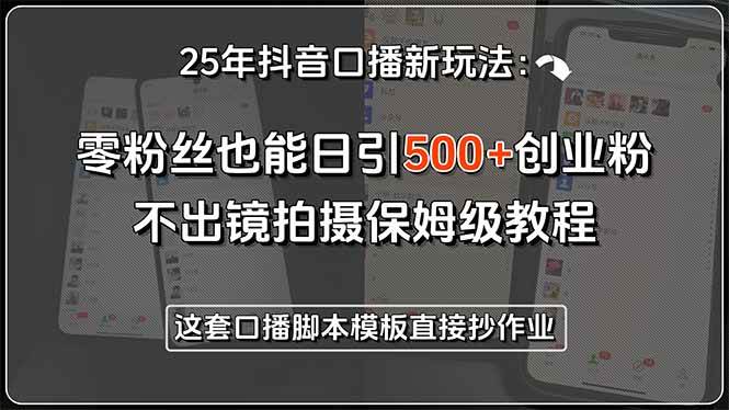 （15384期）25年抖音口播新玩法：零粉丝也能日引500+创业粉，不出镜拍摄保姆级教程…-玩备项目资源网