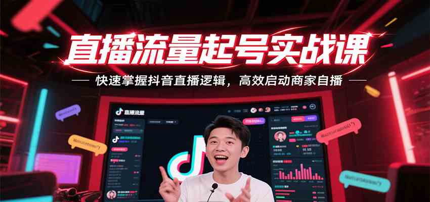直播流量起号实战课，快速掌握抖音直播逻辑，高效启动商家自播-玩备项目资源网