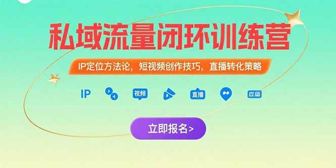 （15396期）私域流量闭环训练营：IP定位方法论，短视频创作技巧，直播转化策略-玩备项目资源网