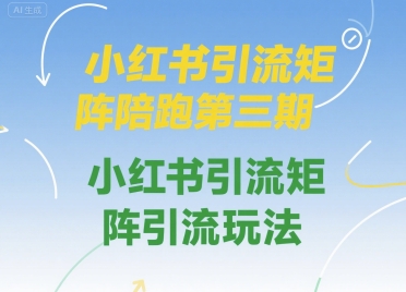 小红书引流矩阵陪跑第三期，小红书引流矩阵引流玩法-玩备项目资源网