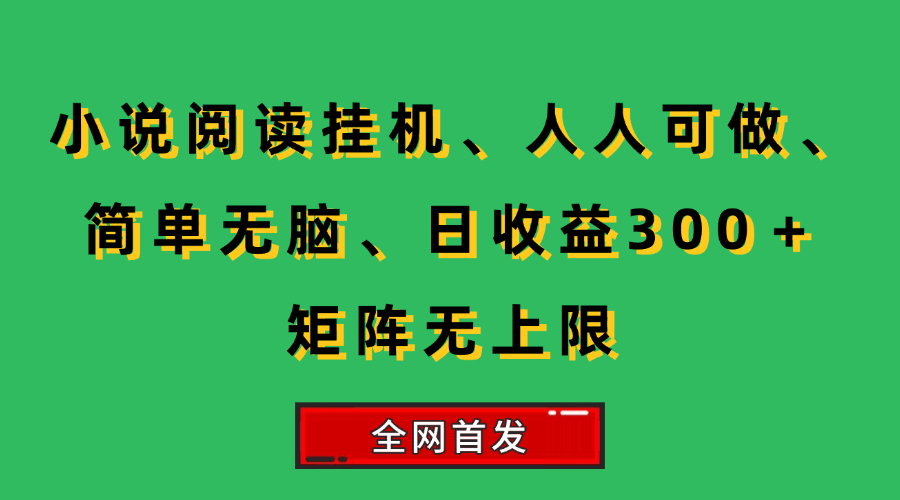 （15413期）小说挂机阅读，人人可做，简单无脑，一天收益300＋矩阵无限上-玩备项目资源网