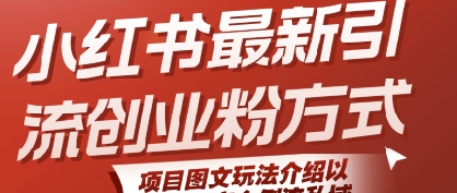 小红书最新引流创业粉方式，项目图文玩法介绍以及如何安全倒流私域-玩备项目资源网