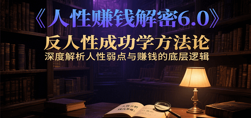 人性赚钱解密6.0，反人性成功学方法论，深度解析人性弱点与赚钱的底层逻辑-玩备项目资源网
