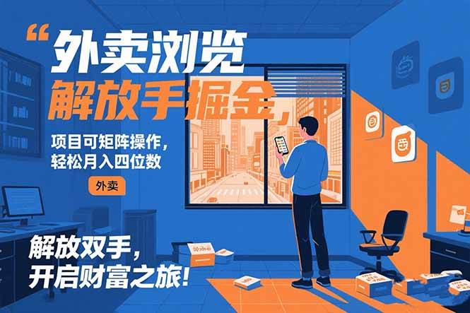 （15440期）外卖浏览掘金项目 可矩阵操作 轻松日入500+-玩备项目资源网