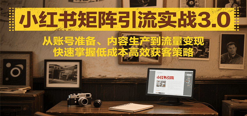 小红书矩阵引流3.0，从账号准备、内容生产到流量变现，快速掌握低成本高效获客策略-玩备项目资源网