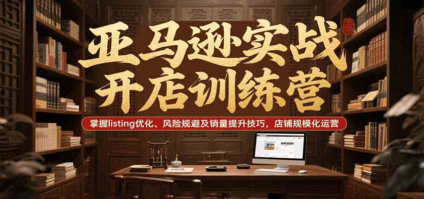 亚马逊实战开店训练营，掌握listing优化、风险规避及销量提升技巧，店铺规模化运营-玩备项目资源网