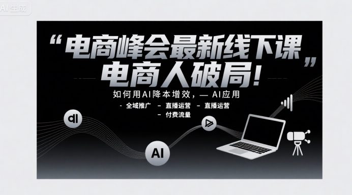 电商峰会最新线下课，电商人破局，如何用AI降本增效，AI应用-全域推广-直播运营-付费流量-玩备项目资源网