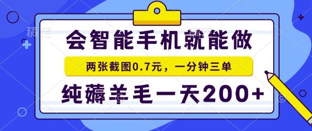 2025年零撸手机项目，二十秒一单，纯薅羊毛，一天200+做就有【揭秘】-玩备项目资源网