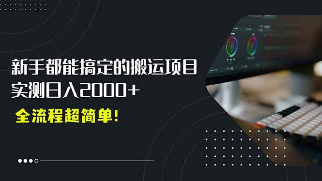 （15457期）平台主动扶持的新风口，0基础轻松起号，搬运剪辑日入2000+！-玩备项目资源网