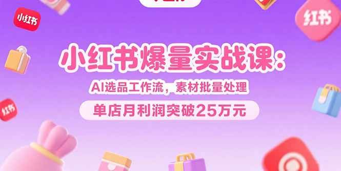 （15462期）小红书爆量实战课：AI选品工作流，素材批量处理，单店月利润突破25万元-玩备项目资源网