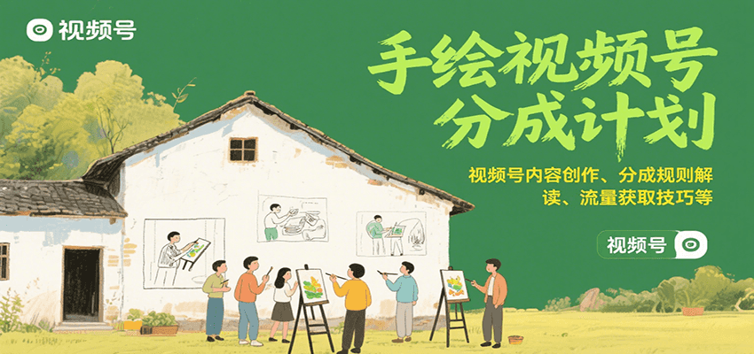 手绘视频号分成计划：视频号内容创作、分成规则解读、流量获取技巧等-玩备项目资源网