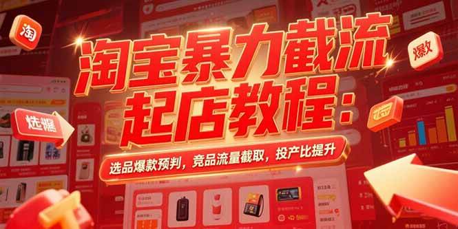 （15468期）淘宝暴力截流起店教程：选品爆款预判，竞品流量截取，投产比提升-玩备项目资源网