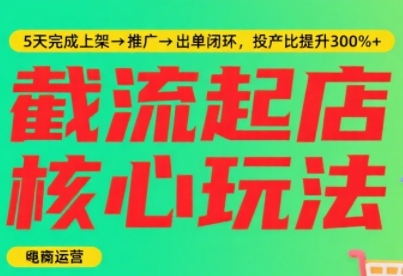 淘宝截流快速起店玩法，掌握暴力快速起店的流程，5天完成上架-推广-出单闭环-玩备项目资源网