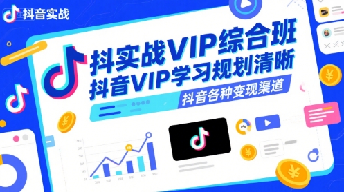 抖音实战VIP综合班，抖音VIP学习规划请晰抖音各种变现渠道-玩备项目资源网