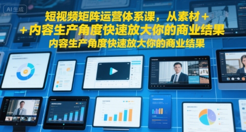 短视频矩阵运营体系课，从素材+内容生产角度快速放大你的商业结果-玩备项目资源网