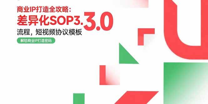 （15486期）商业IP打造全攻略：差异化SOP3.0流程，短视频协议模板，婚恋项目实战案例-玩备项目资源网