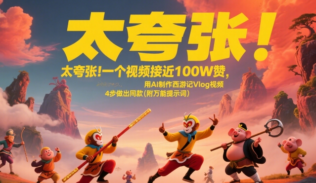 太夸张！一个视频接近100W赞，用AI制作西游记Vlog视频，全流程拆解来了(附万能提示词)-玩备项目资源网