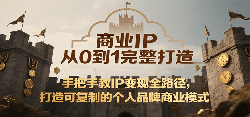 商业IP从0到1完整打造，手把手教IP变现全路径，打造可复制的个人品牌商业模式-玩备项目资源网