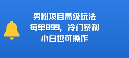 男粉项目高级玩法，每单899，冷门暴利，小白也可操作-玩备项目资源网