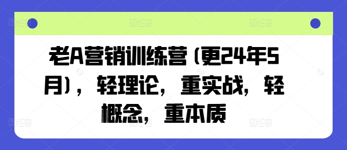 老A营销训练营(更25年7月)，轻理论，重实战，轻概念，重本质-玩备项目资源网