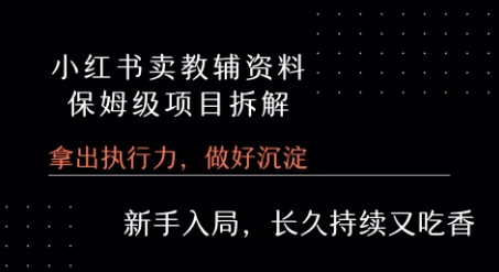 小红书卖小学教辅资料  保姆级项目拆解  1次课程彻底讲清楚!-玩备项目资源网