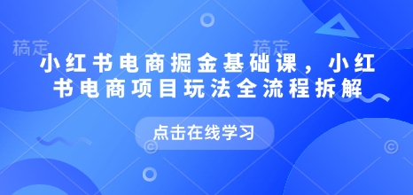 小红书电商掘金课，小红书电商项目玩法全流程拆解（更新7月）-玩备项目资源网