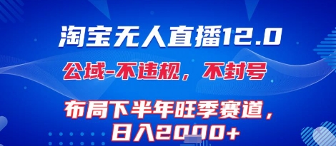 淘宝无人直播12.0，不封号，不违规，布局下半年旺季赛道，日入1k+(独家技术)【揭秘】-玩备项目资源网