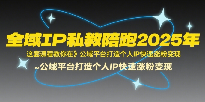 全域IP私教陪跑2025年，这套课程教你在​公域平台打造个人IP快速涨粉变现-玩备项目资源网