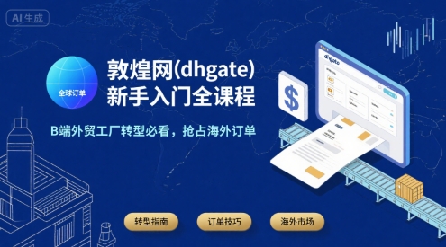 敦煌网(dhgate)新手入门全课程，B端外贸工厂转型必看，抢占海外订单-玩备项目资源网