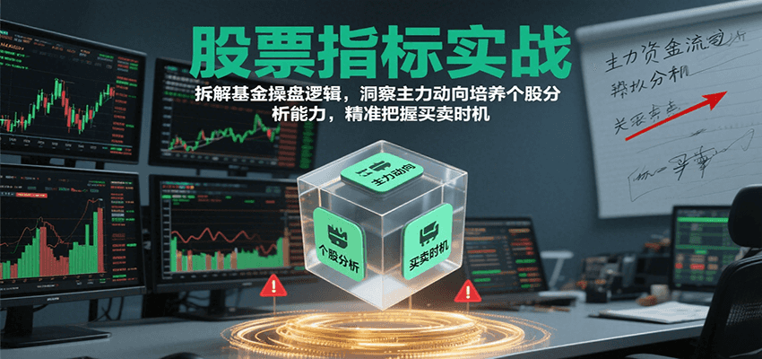 股票指标实战，拆解基金操盘逻辑，洞察主力动向培养个股分析能力，精准把握买卖时机-玩备项目资源网