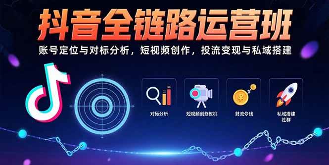 （15525期）抖音全链路运营班：账号定位与对标分析，短视频创作，投流变现与私域搭建-玩备项目资源网