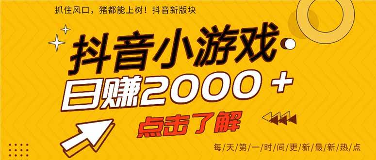 （15529期）抖音小游戏，一部手机日入300+，2025风口项目-玩备项目资源网